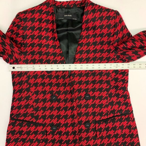 Zara Basics Women's‎ Houndstooth Wool Blend Double-Breasted Blazer Jacket Size L - Picture 10 of 12